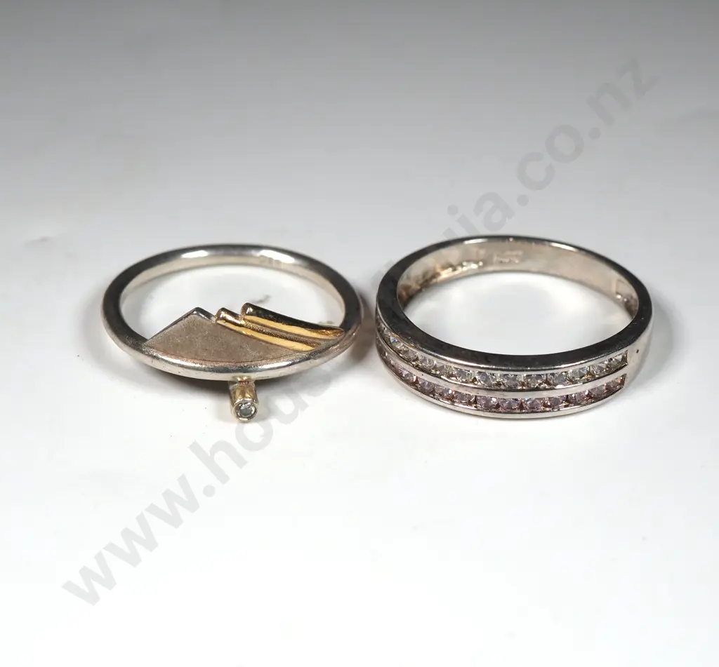 Two Sterling Silver Rings Set With Stones Image 1++