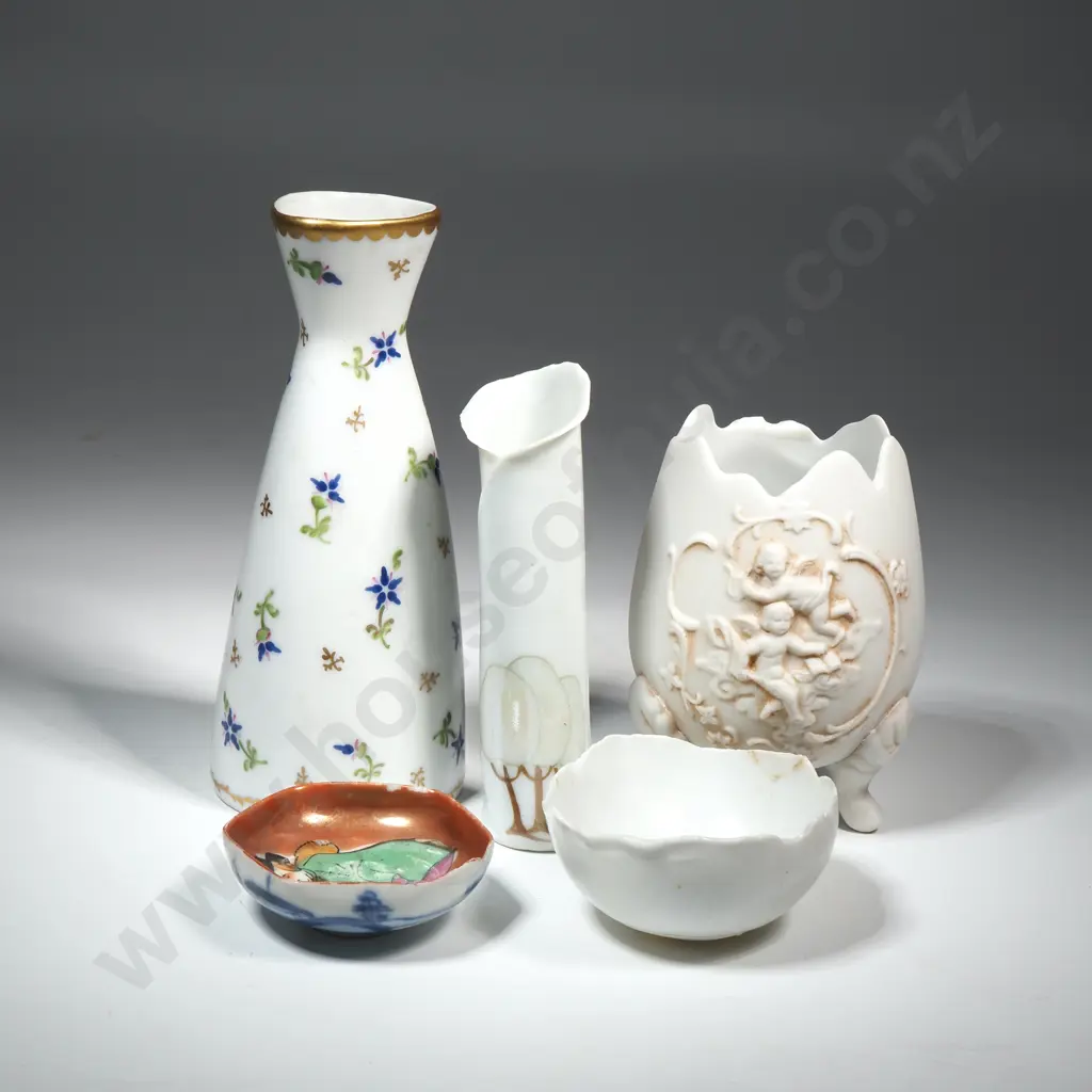 Small Herend Vase in Blue Garland Pattern, Egg Shell Bowls & Vase, Bud Vase & Trinket Dish Image 1++