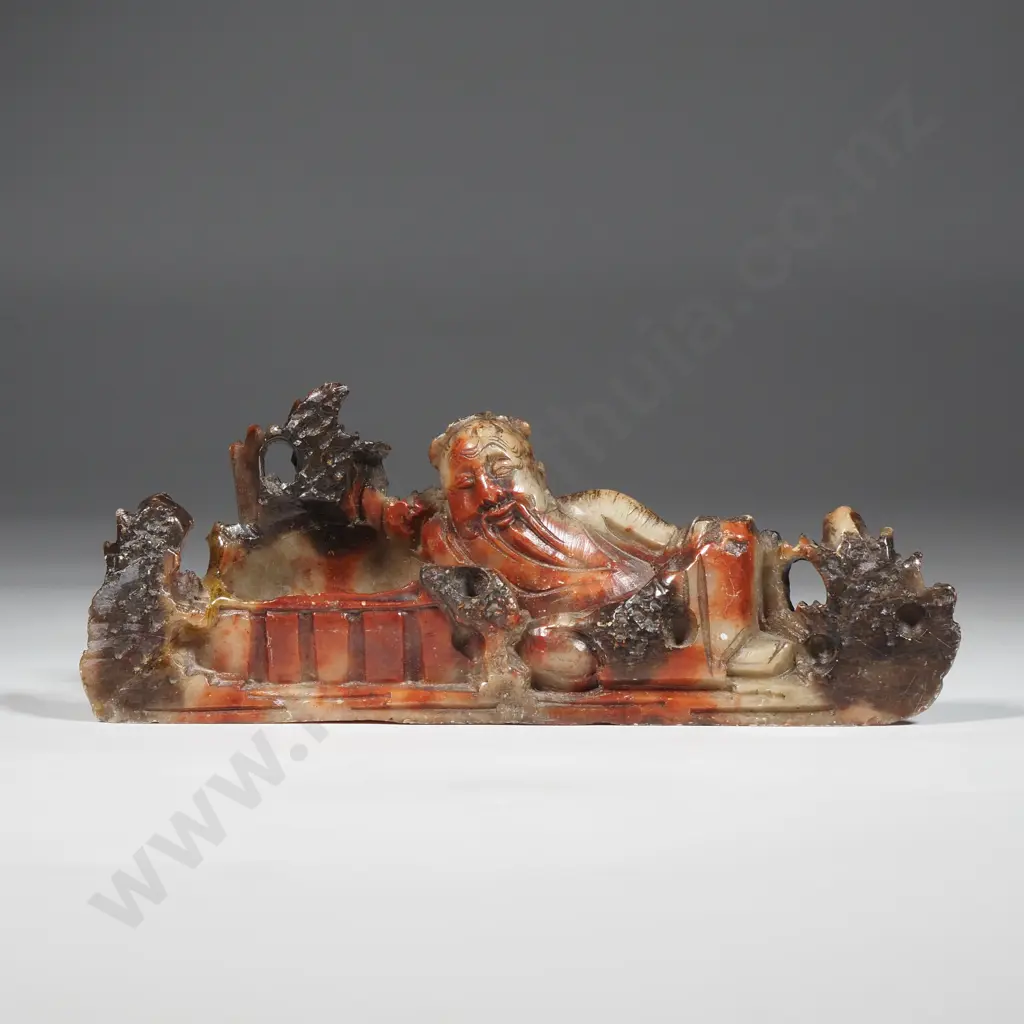 Vintage Soapstone Figure Of A  Reclining Buddha Figure Image 1++