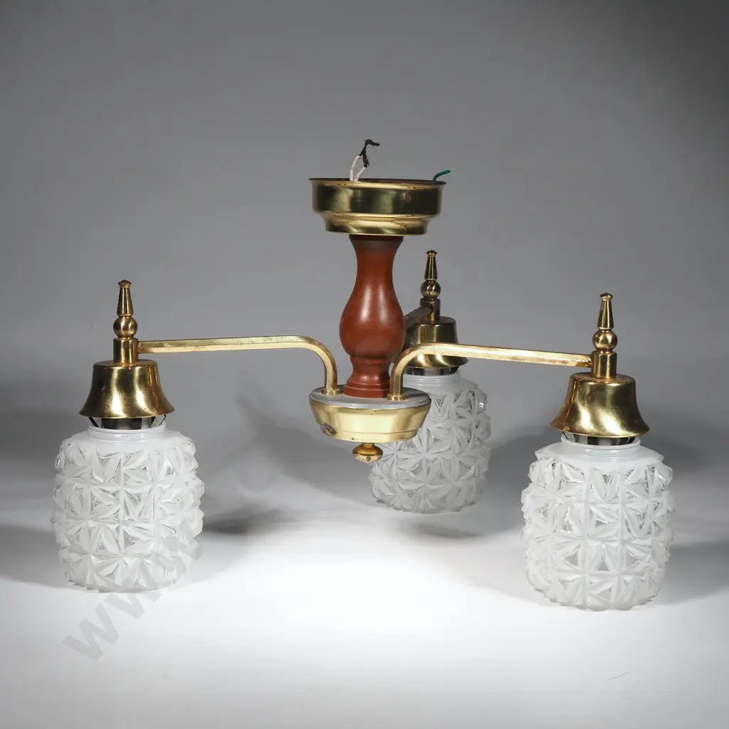 Mid Century Brass Chandelier. Image 1++