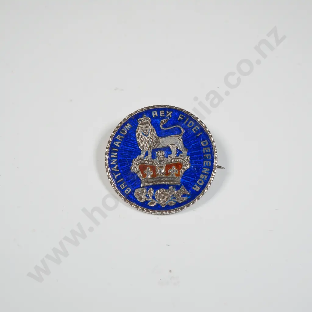 Victorian Sterling Silver & Enamel 1825 Shilling Brooch Image 1++