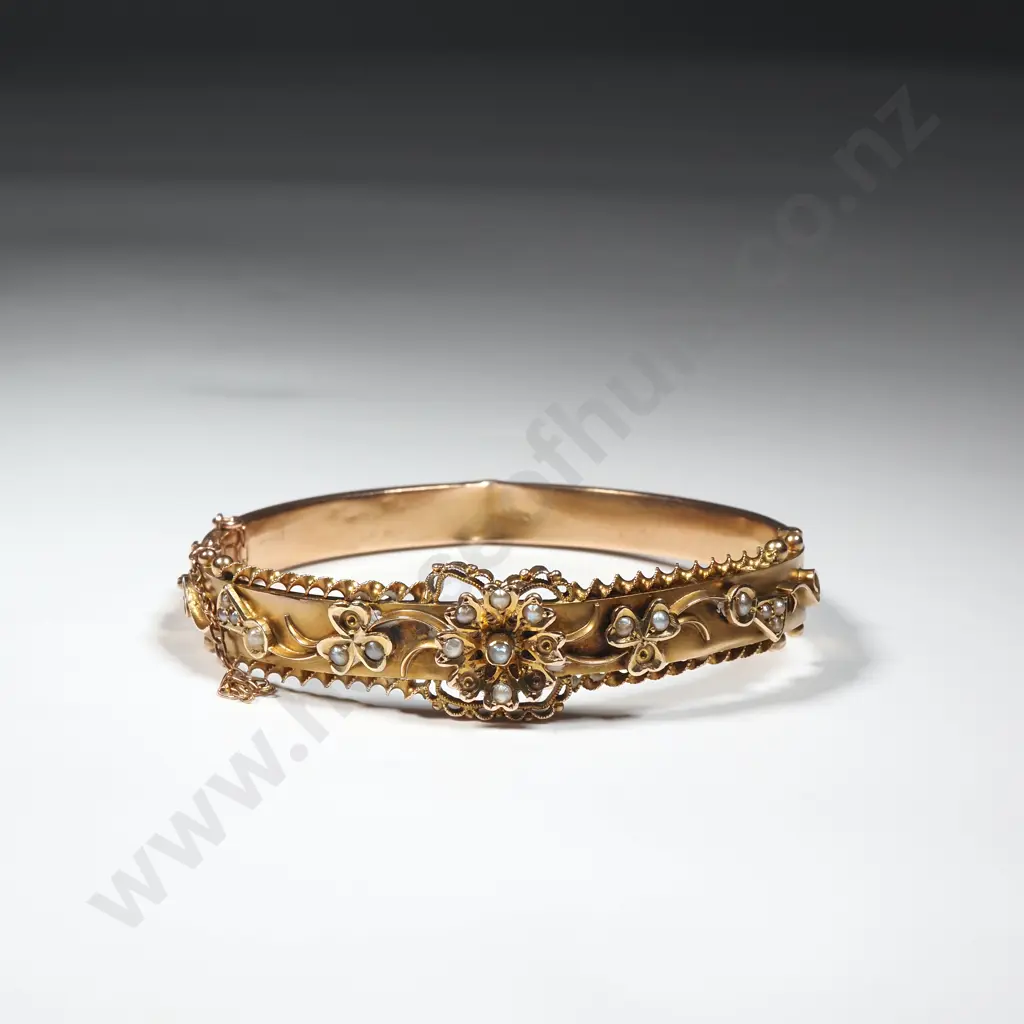 Antique 9ct Gold Seedpearl Bracelet A/F Image 1++