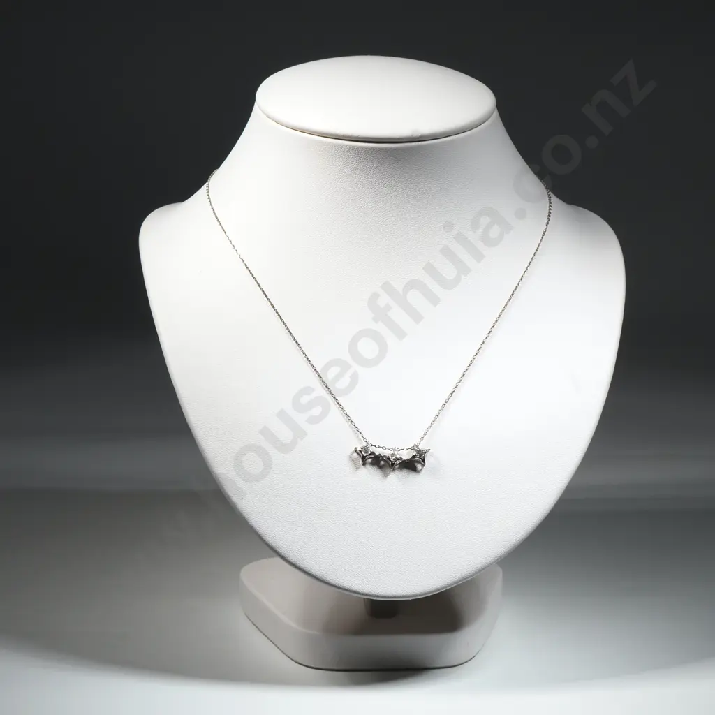 Articulated Diamond & Platinum Three Stone Pendant on Sterling Silver Chain Image 1++