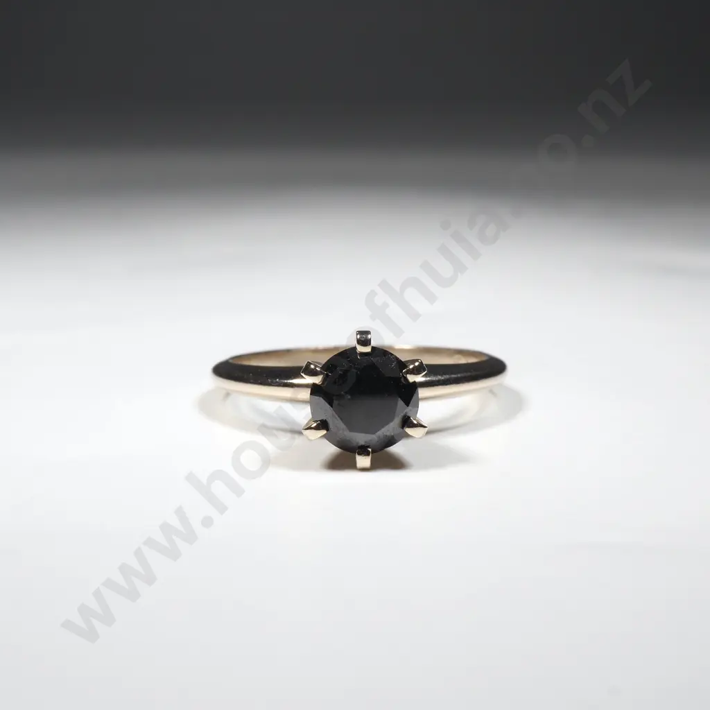 14ct Gold Black 1.14 Carat Diamond Solitaire Ring w Valuation Image 1++