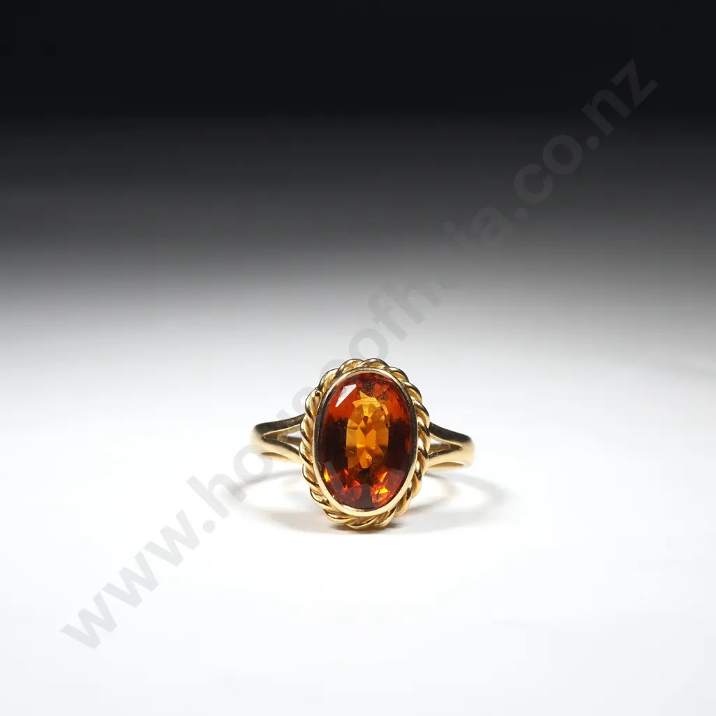 18ct Gold & Orange Madeira Citrine Ring With Rope Mount  Image 1++