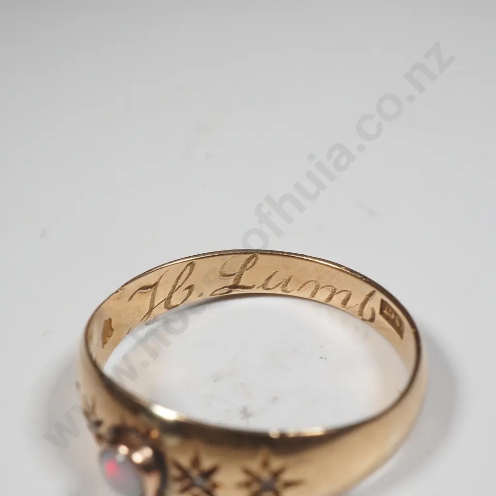 Antique 18ct Gold Opal Ring w English Hallmarks Image 1++