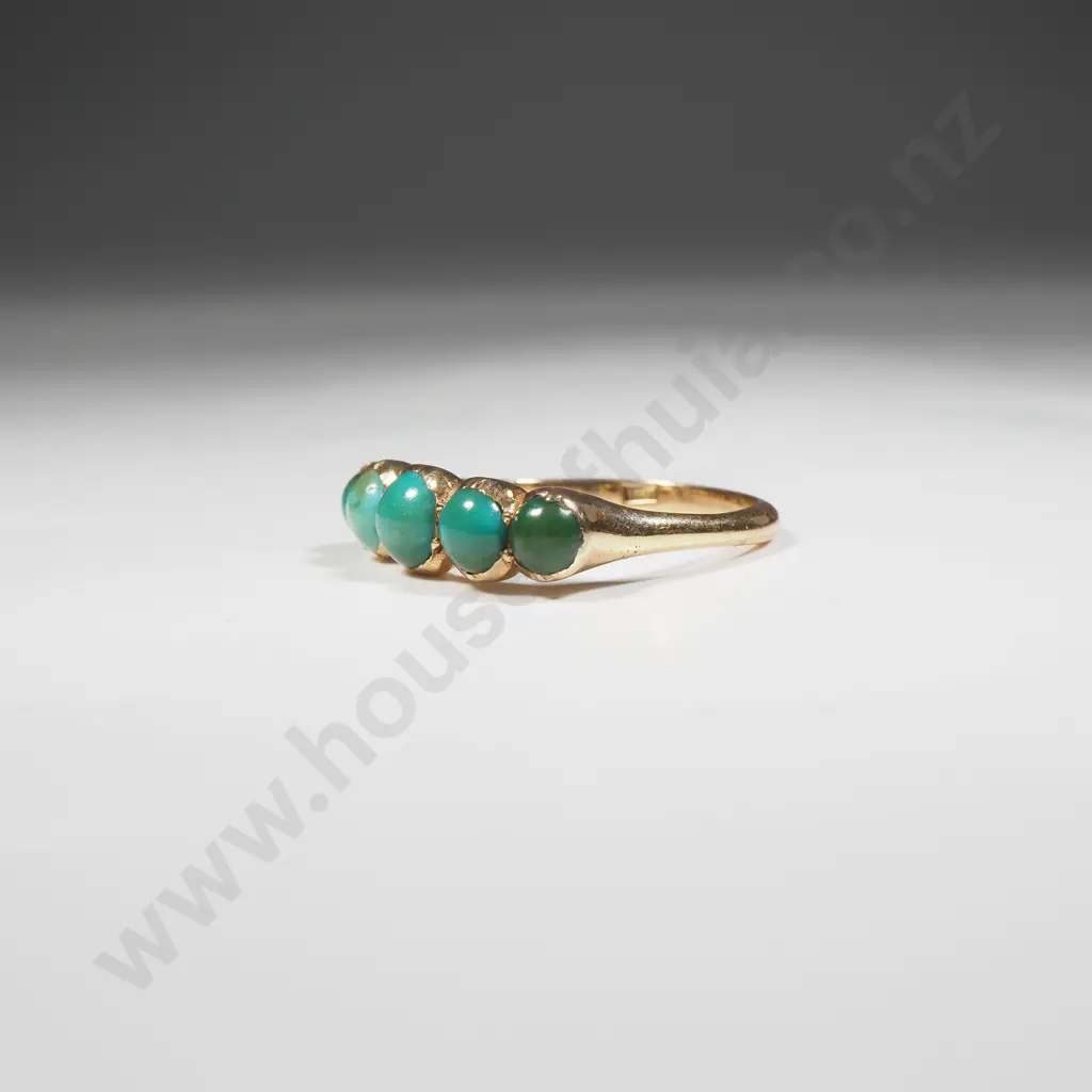 18ct Gold Turqoise Bridge Set Ring Image 1++