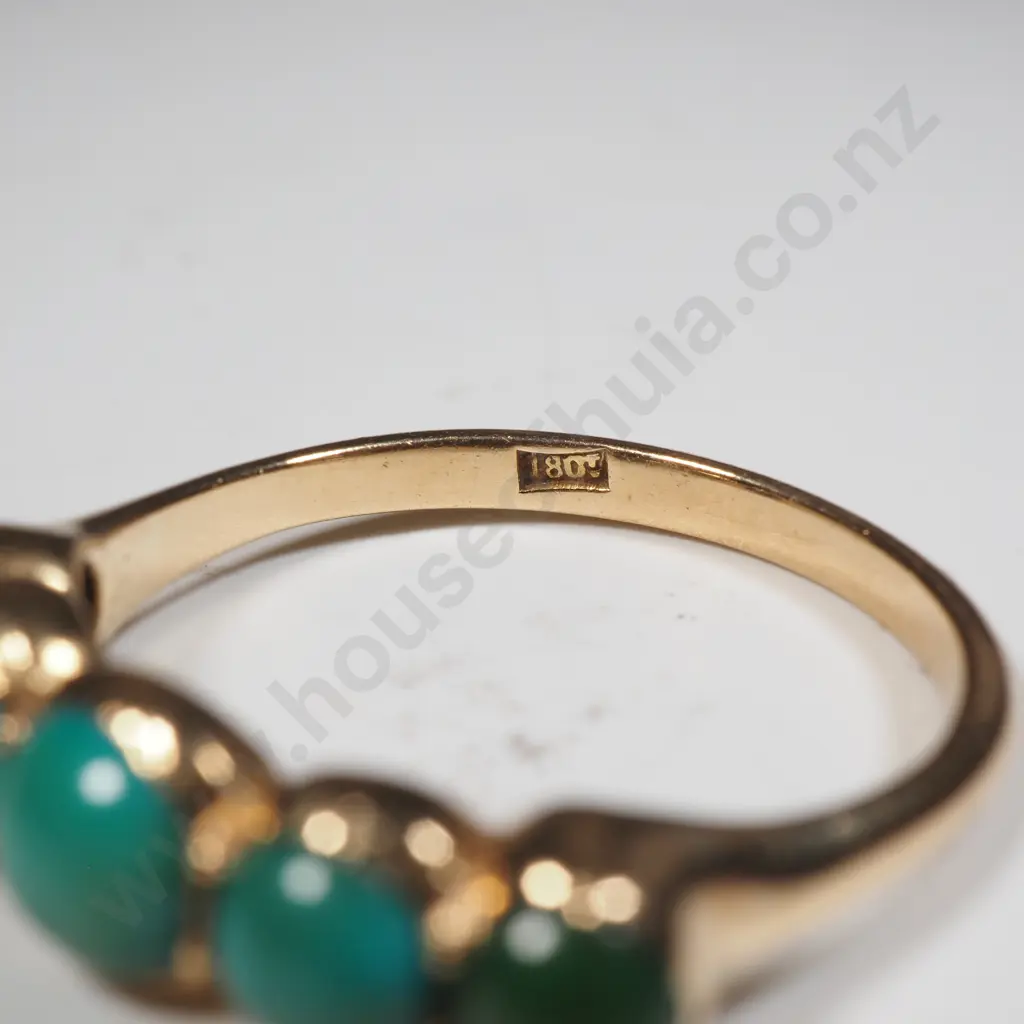 18ct Gold Turqoise Bridge Set Ring Image 1++