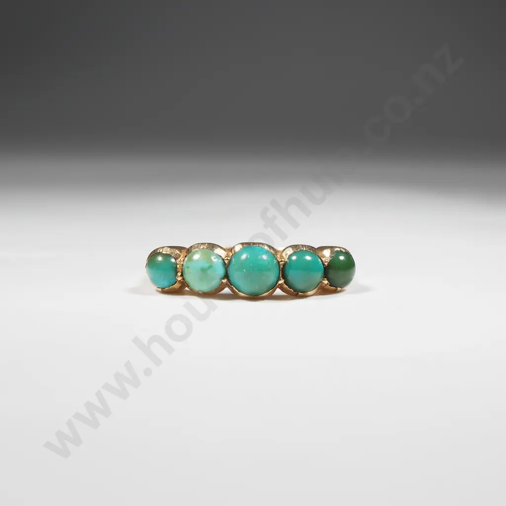 18ct Gold Turqoise Bridge Set Ring Image 1++