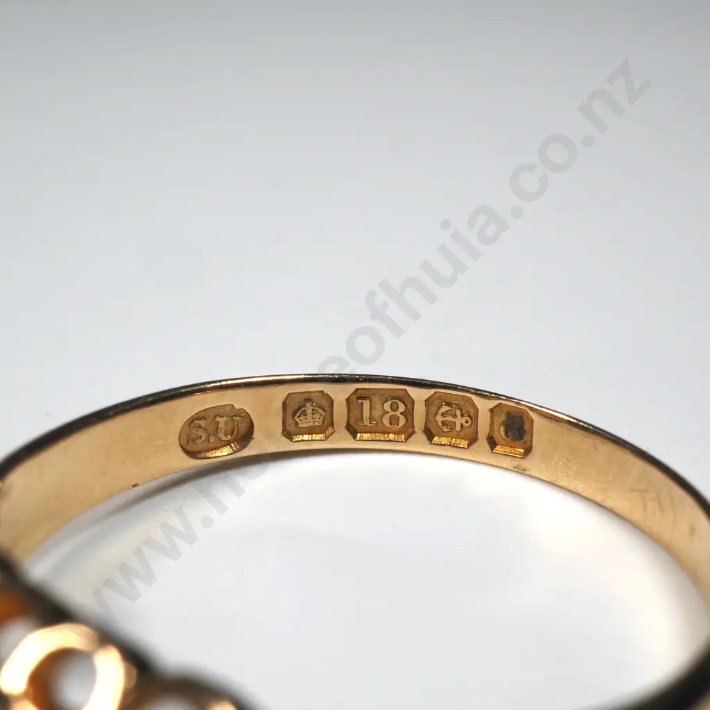 Antique 18ct Gold Diamond Ring w Crisp English Hallmarks Image 1++