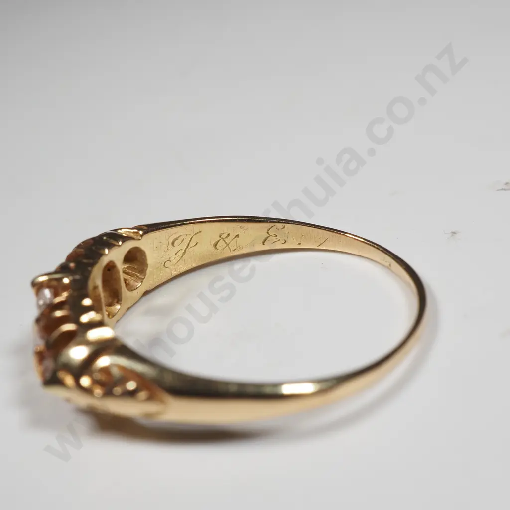 Exquisite Edwardian 18ct Gold Five Diamond Bridge Ring w Valuation $2,796.00 Image 1++