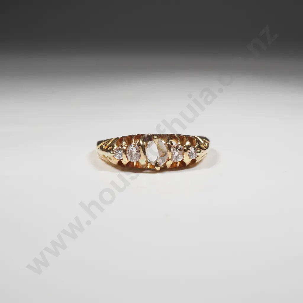 Exquisite Edwardian 18ct Gold Five Diamond Bridge Ring w Valuation $2,796.00 Image 1++