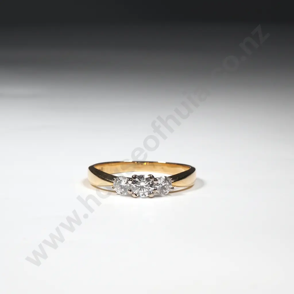 18ct Gold Three Diamond Ring by Michael Hill Valued at $3,300.00 Image 1++
