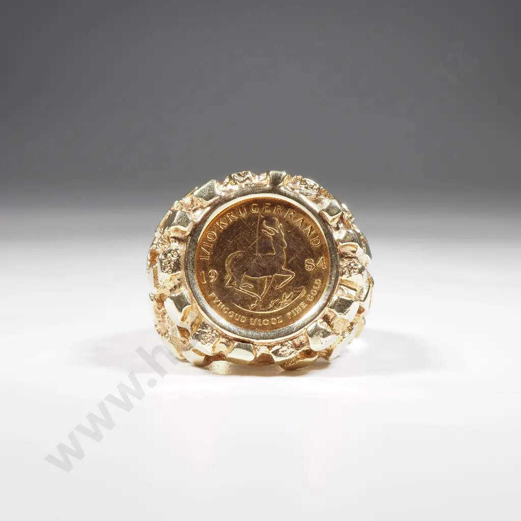 Substantial 1/10th Ounce Krugerrand 14ct Gold Ring Image 1++