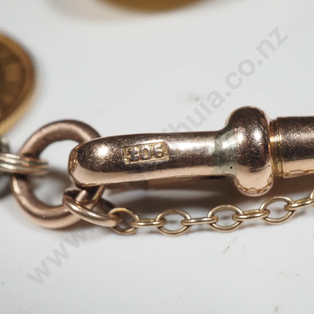 Antique 9ct Gold 5 Half Sovereign Bracelet w Dog Clip Image 1++