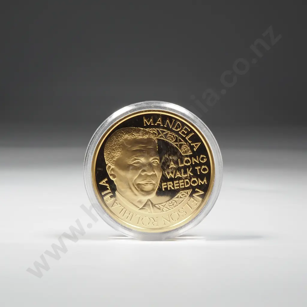 1993 South Africa One Ounce Gold Medallion - Nelson Mandel & F De Klerk Nobel Peach Laureates Image 1++