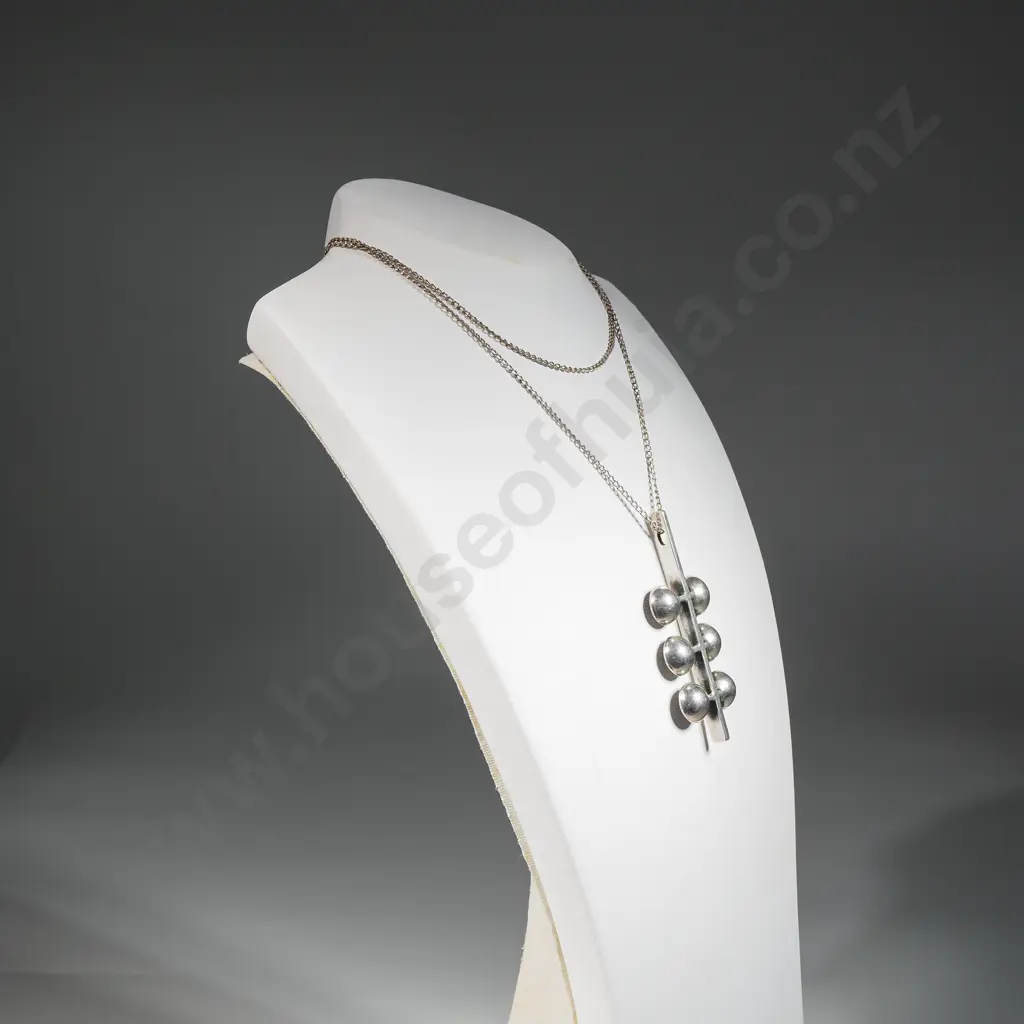 Sterling Silver Modernist Pendant & Chain Image 1++