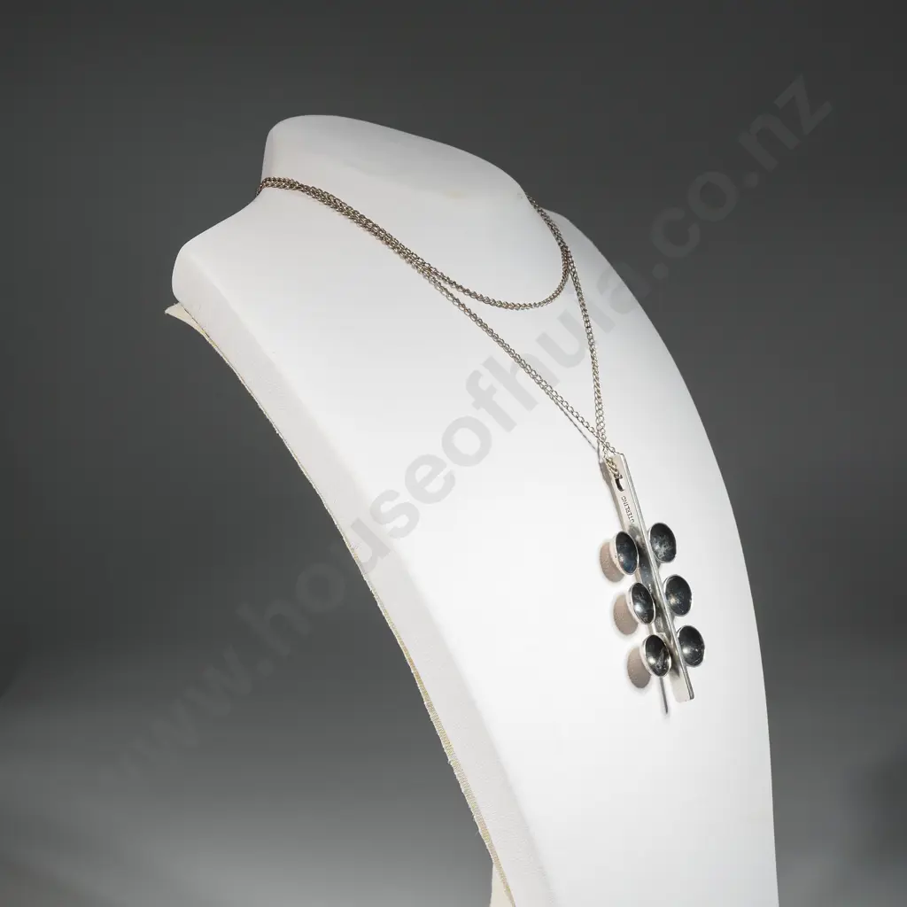 Sterling Silver Modernist Pendant & Chain Image 1++