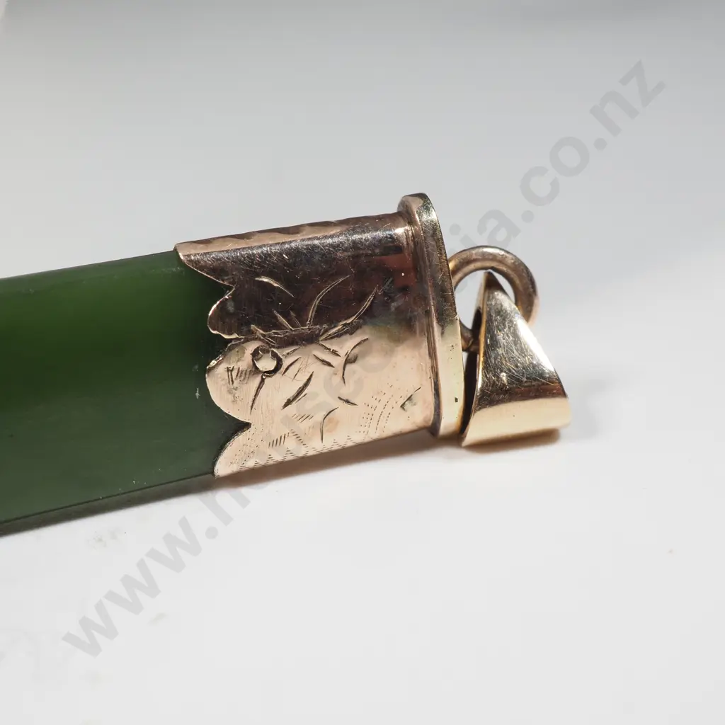 Colonial 9ct Gold Greenstone Pendant Image 1++