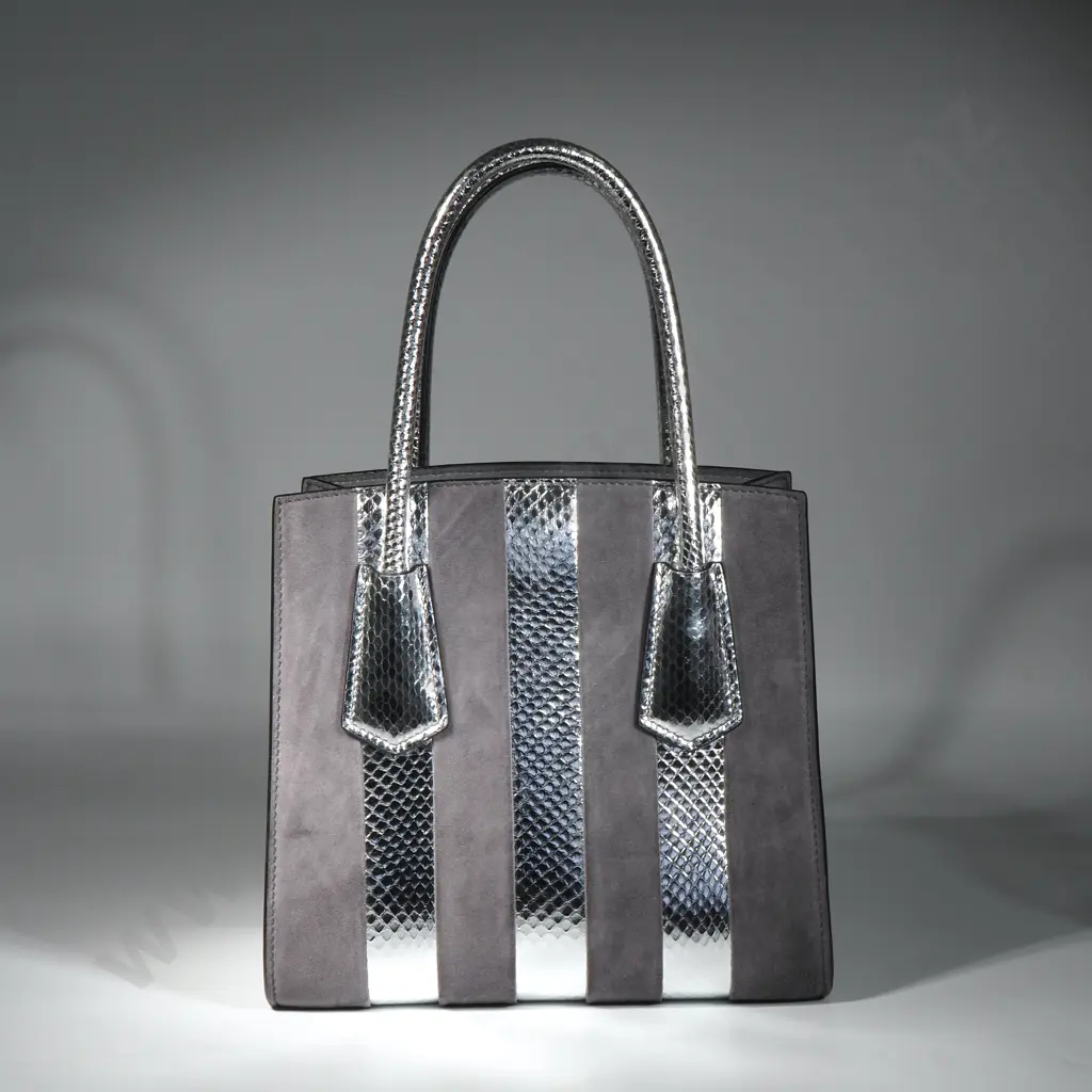 PRADA Suede & Metallic Snakeskin Handbag Image 1++