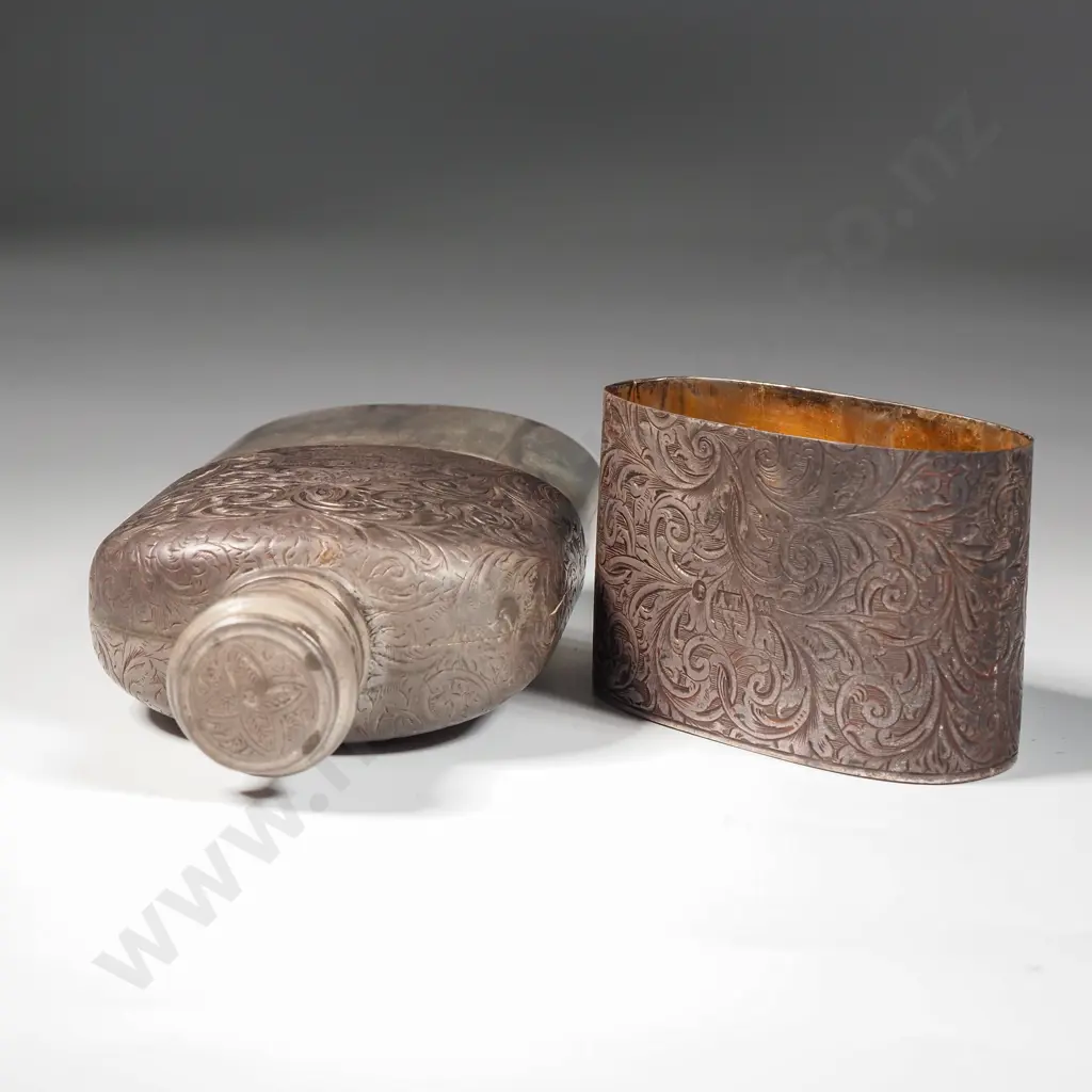 Exceptional Sterling Silver Engraved Hipflask w Cup Presented to Mr Neale Thomson of Glasgow 1868 Image 1++