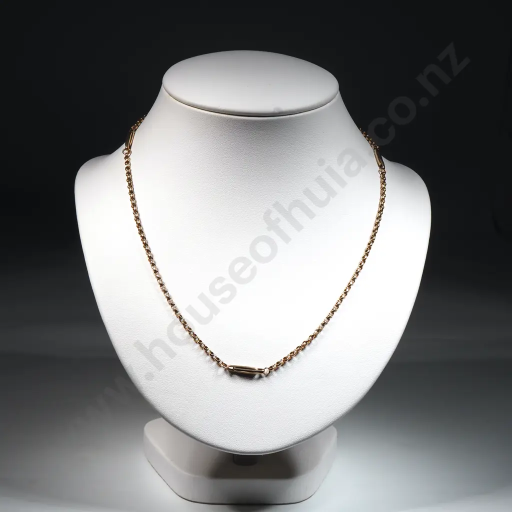 9ct Gold Chain & Link Necklace Intermittent Fancy Links  Image 1++