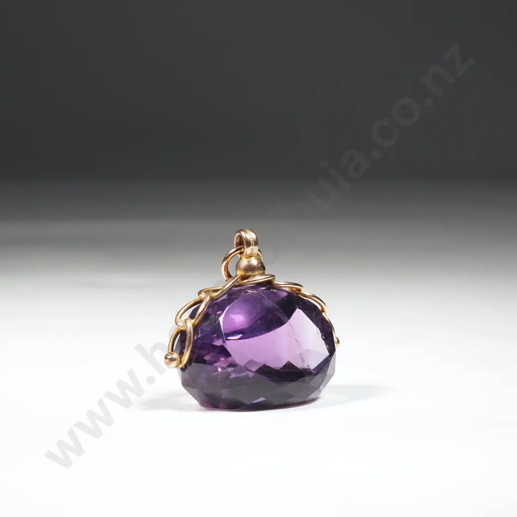 Antique 9ct Gold Amethyst Spinner Image 1++