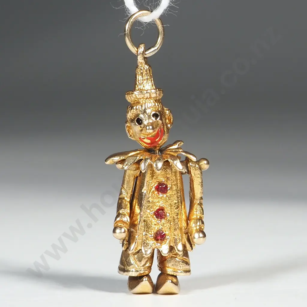 Exceptional Articulated 9ct Gold Clown Charm Image 1++