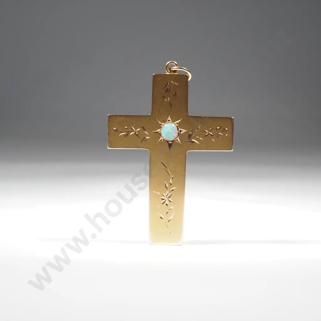 Exceptional 9ct Gold Opal Cross Pendant / Brooch - Colonial Maker Image 1++