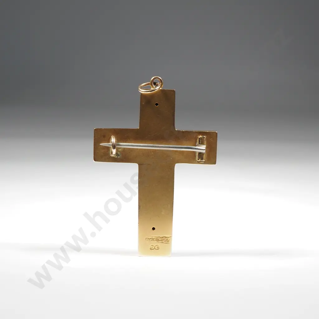 Exceptional 9ct Gold Opal Cross Pendant / Brooch - Colonial Maker Image 1++