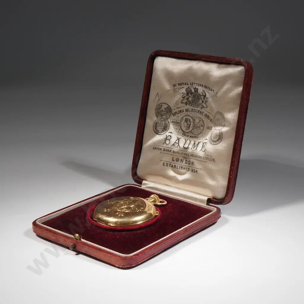 Exceptional Cased 18ct Gold Hunter Pocket Watch Chronometer By Baume London Image 1++