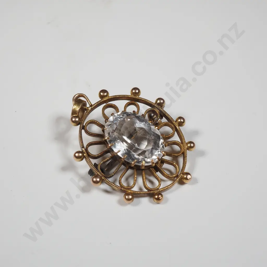 15ct Gold Gemstone Brooch / Pendant Image 1++