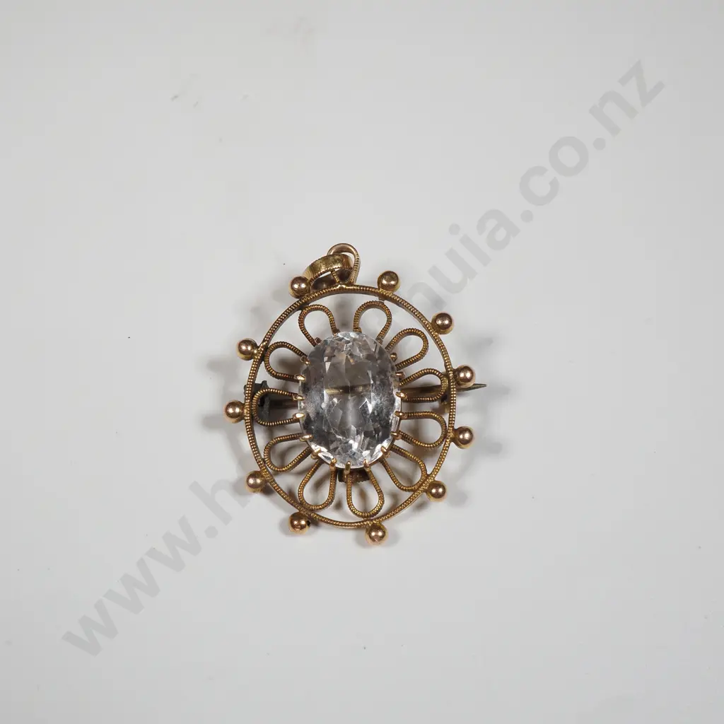 15ct Gold Gemstone Brooch / Pendant Image 1++