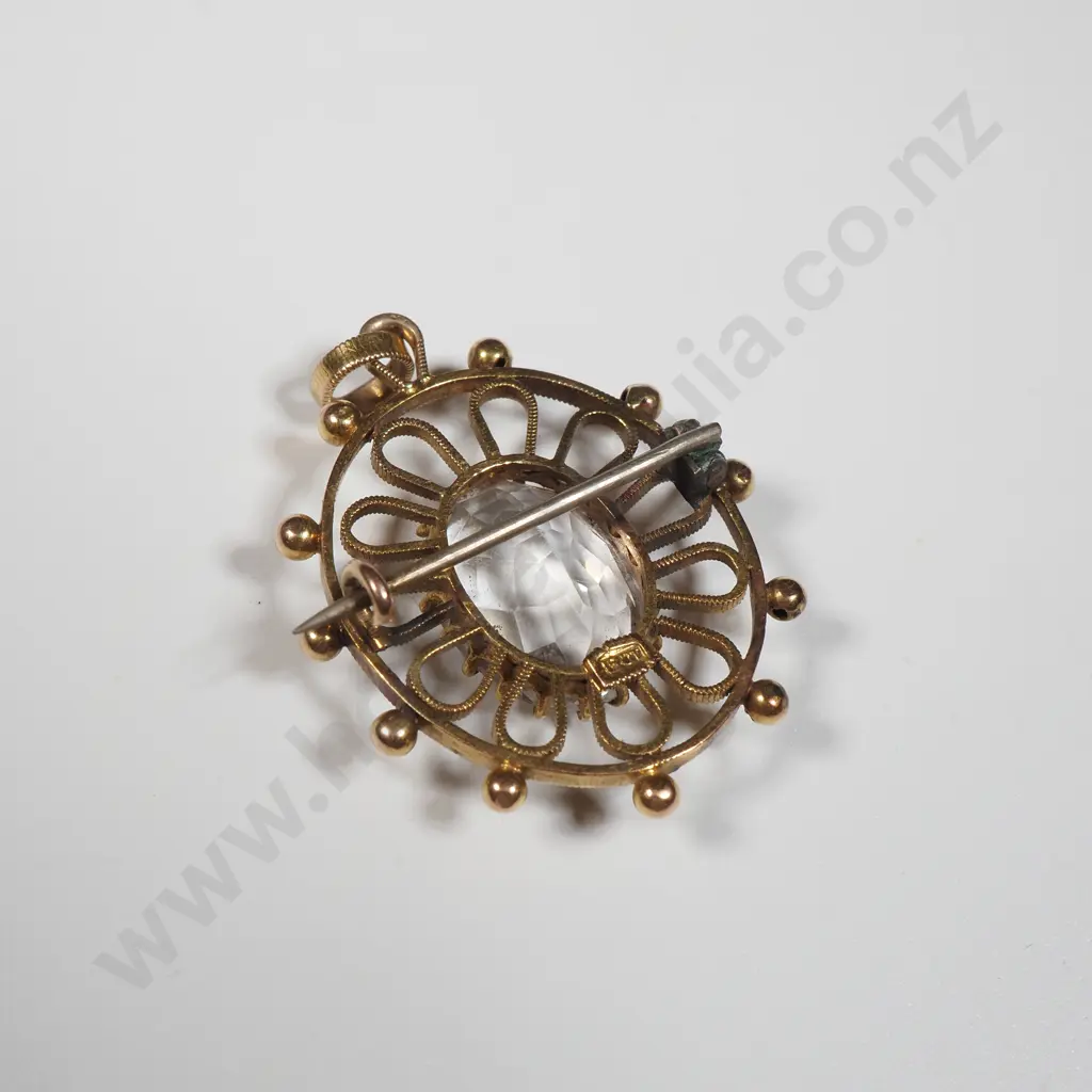 15ct Gold Gemstone Brooch / Pendant Image 1++