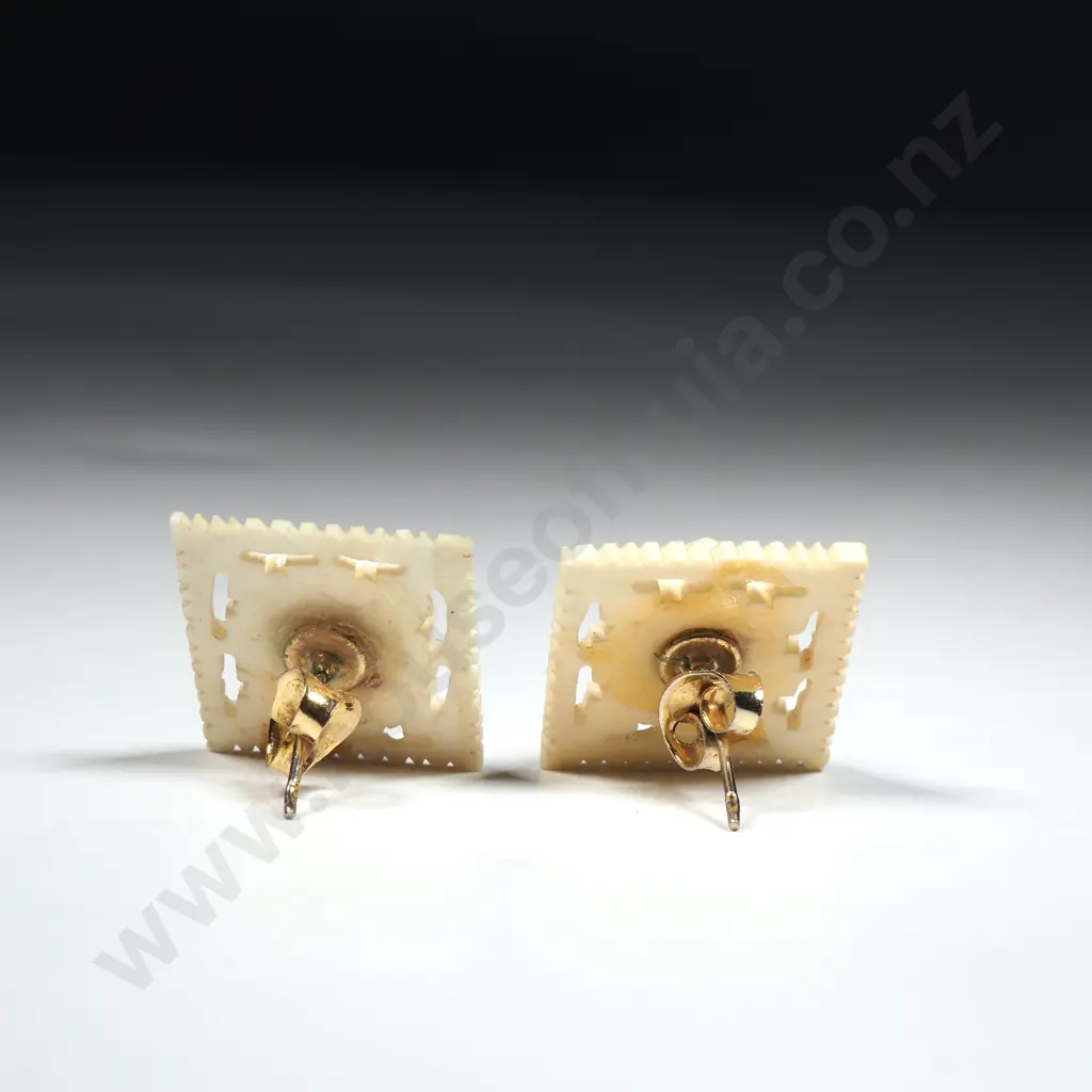 Carved Bone Earrings Image 1++