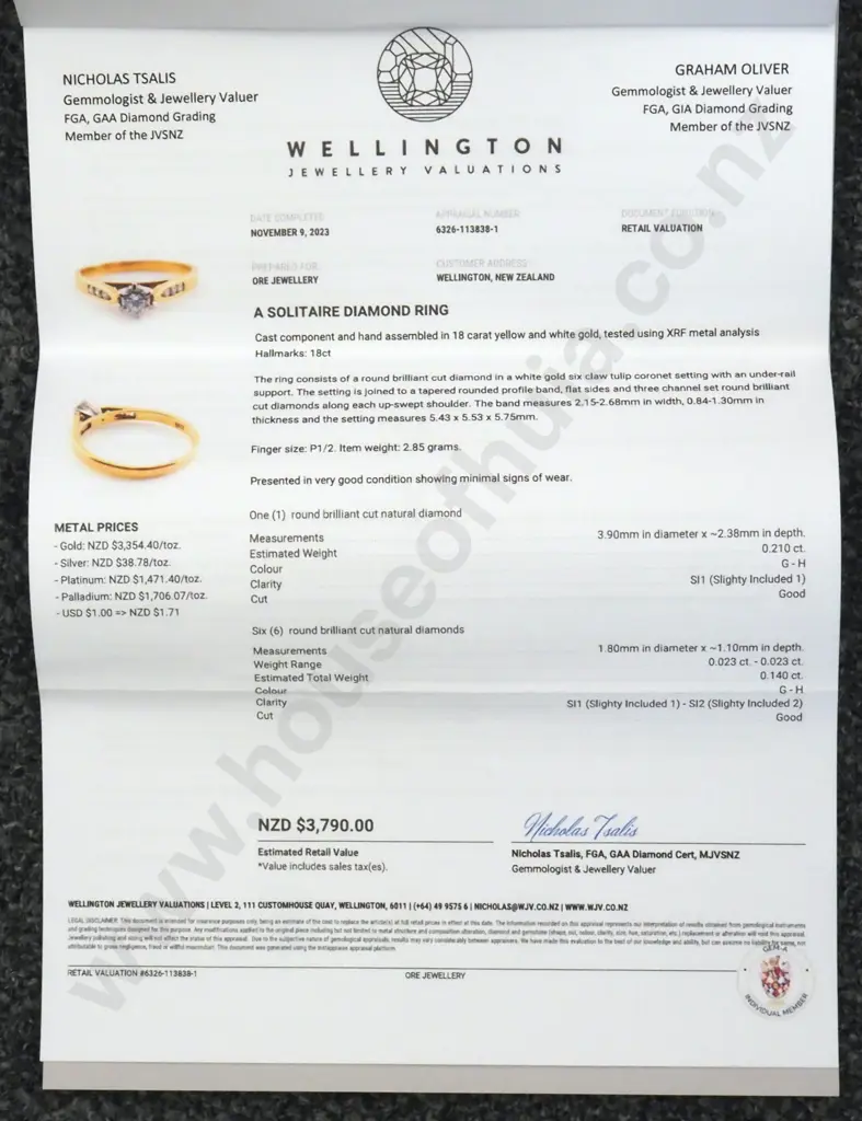 18ct Yellow Gold & White Gold Solitaire Diamond Ring - Evaluation $3,790 Image 1++