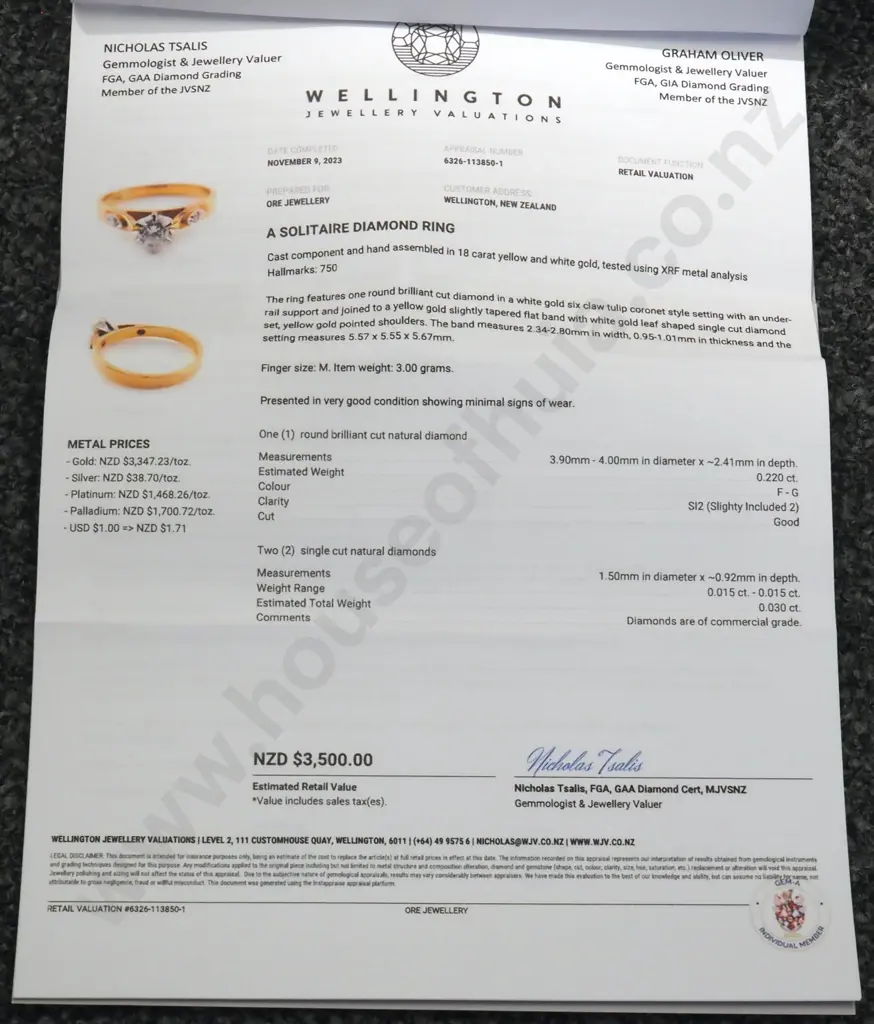 18 ct Yellow Gold & White Gold Solitaire Diamond Ring- Evaluation of $3,500 Image 1++