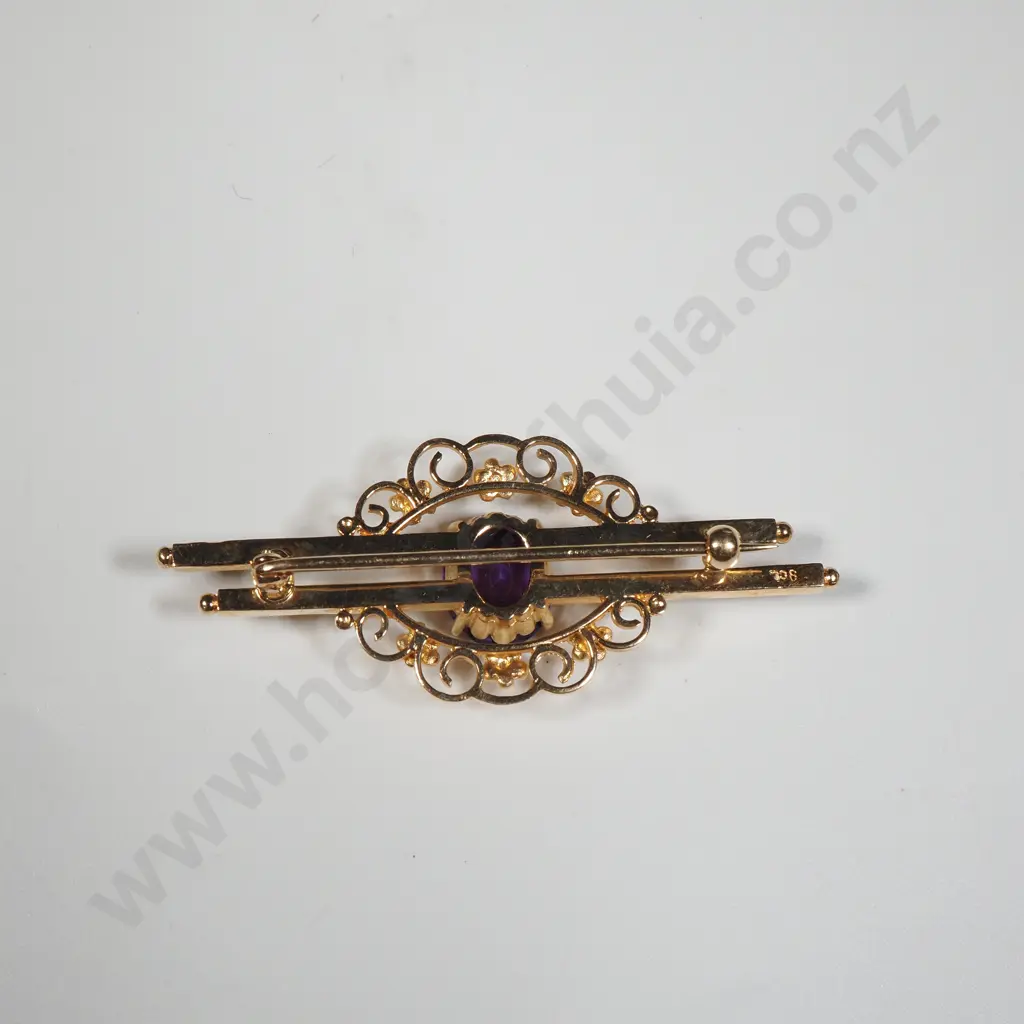 9ct Amethyst Bar Brooch Image 1++