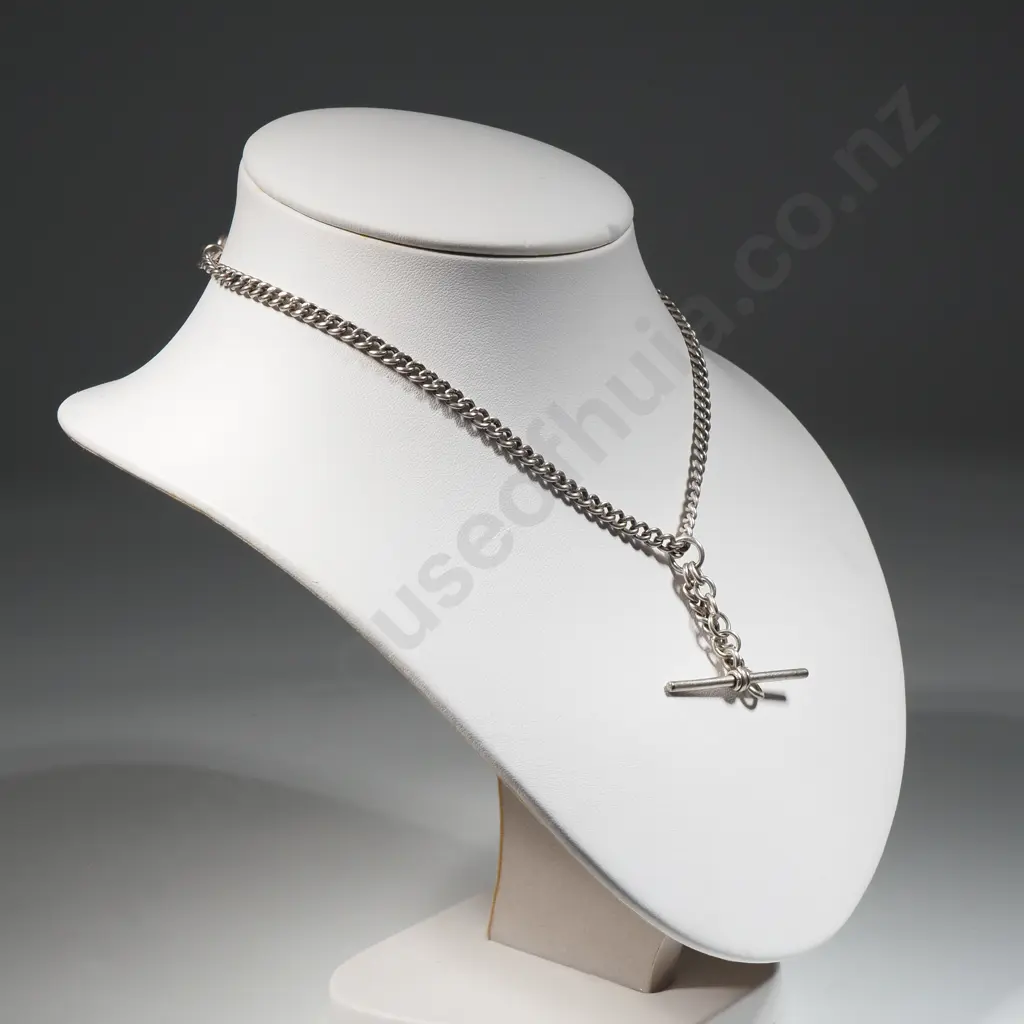 Sterling Silver Fob Chain with T Bar Image 1++