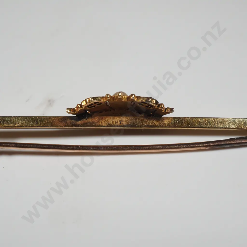 9ct Gold Merchant Navy Seed Pearl Brooch Image 1++