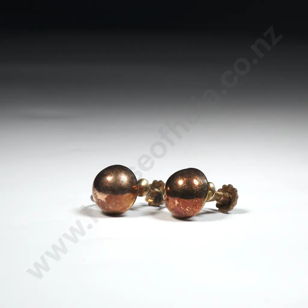 9ct Gold Half Dome Screw On Earrings  Image 1++