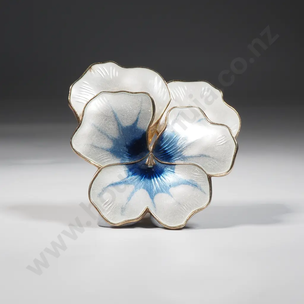 Vintage Norwegian David Anderson Enamel Sterling Silver Brooch Image 1++