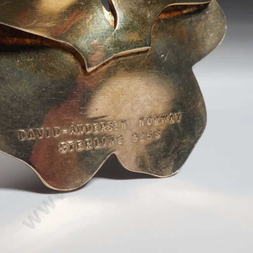 Vintage Norwegian David Anderson Enamel Sterling Silver Brooch Image 1++