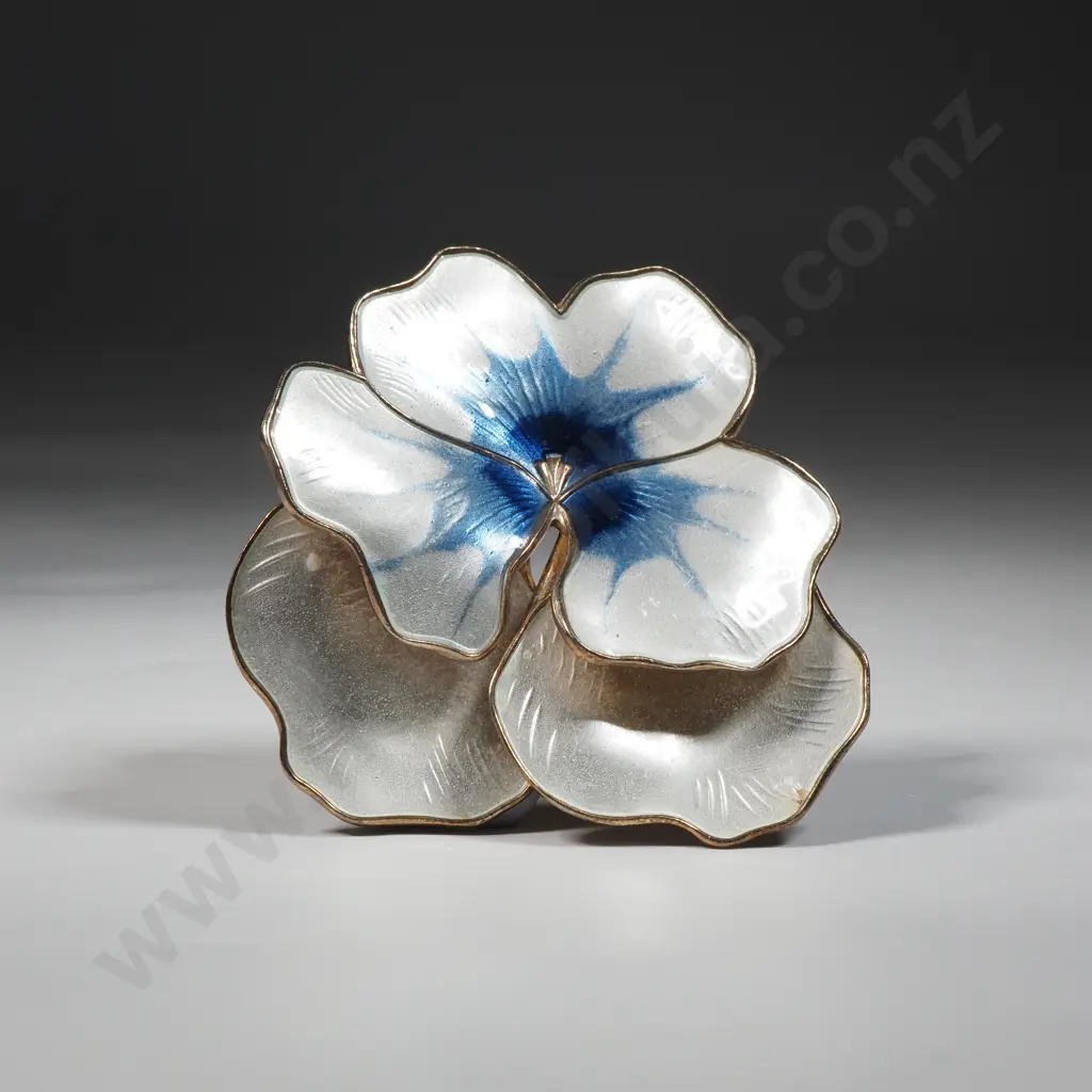 Vintage Norwegian David Anderson Enamel Sterling Silver Brooch Image 1++
