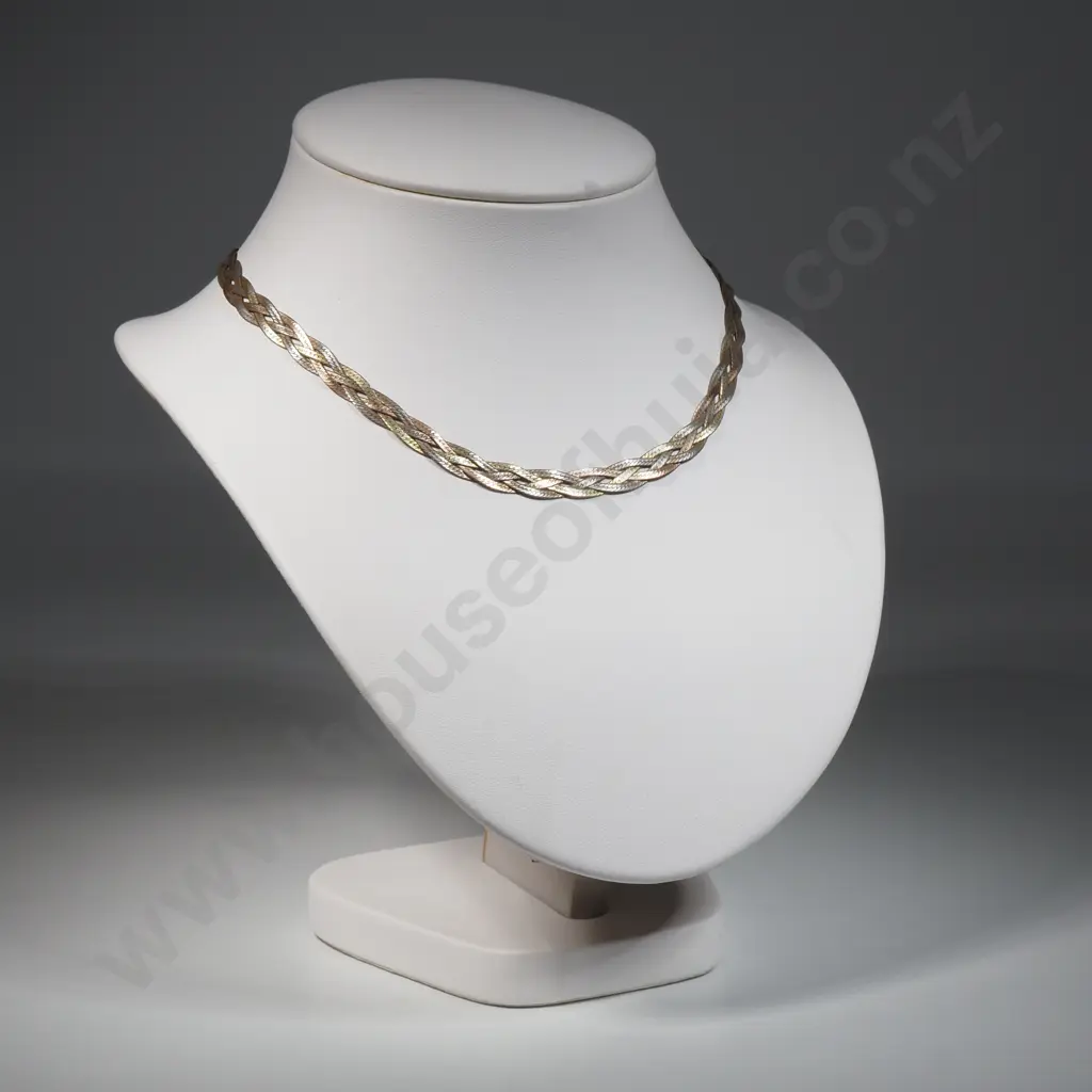 Tricolour Sterling Silver Plaited Necklace  Image 1++