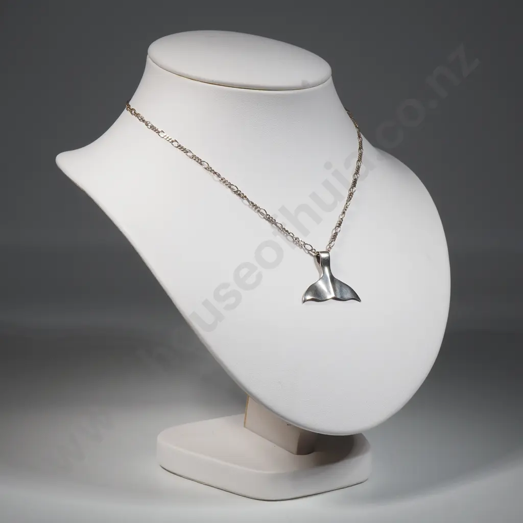 Sterling Silver Whale Tail Pendant on Sterling Chain Image 1++