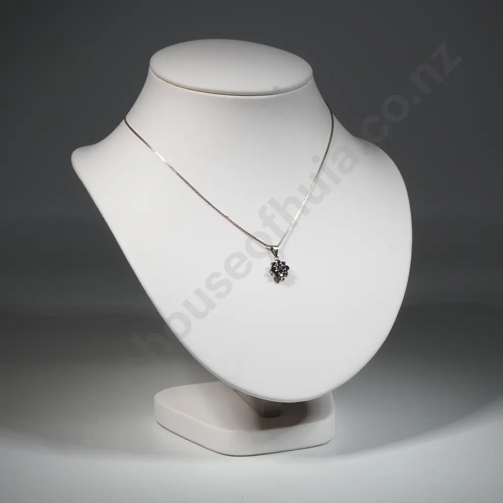 Sterling Silver Sapphire Necklace  Image 1++