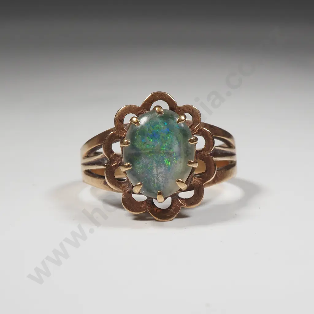 9ct Gold Opal Doublet Ring Image 1++