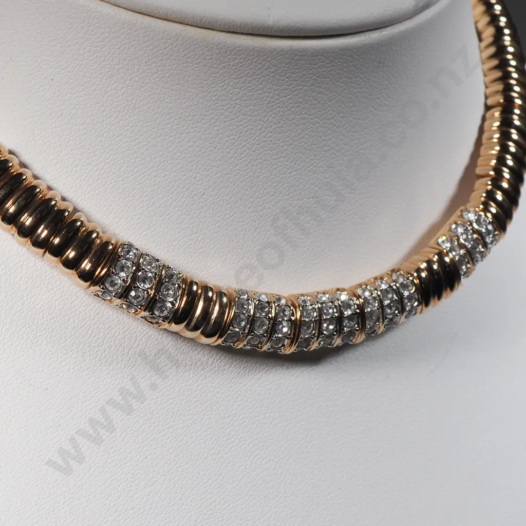 Swarovski Gold Tone & Crystal Necklace In Original Box Image 1++