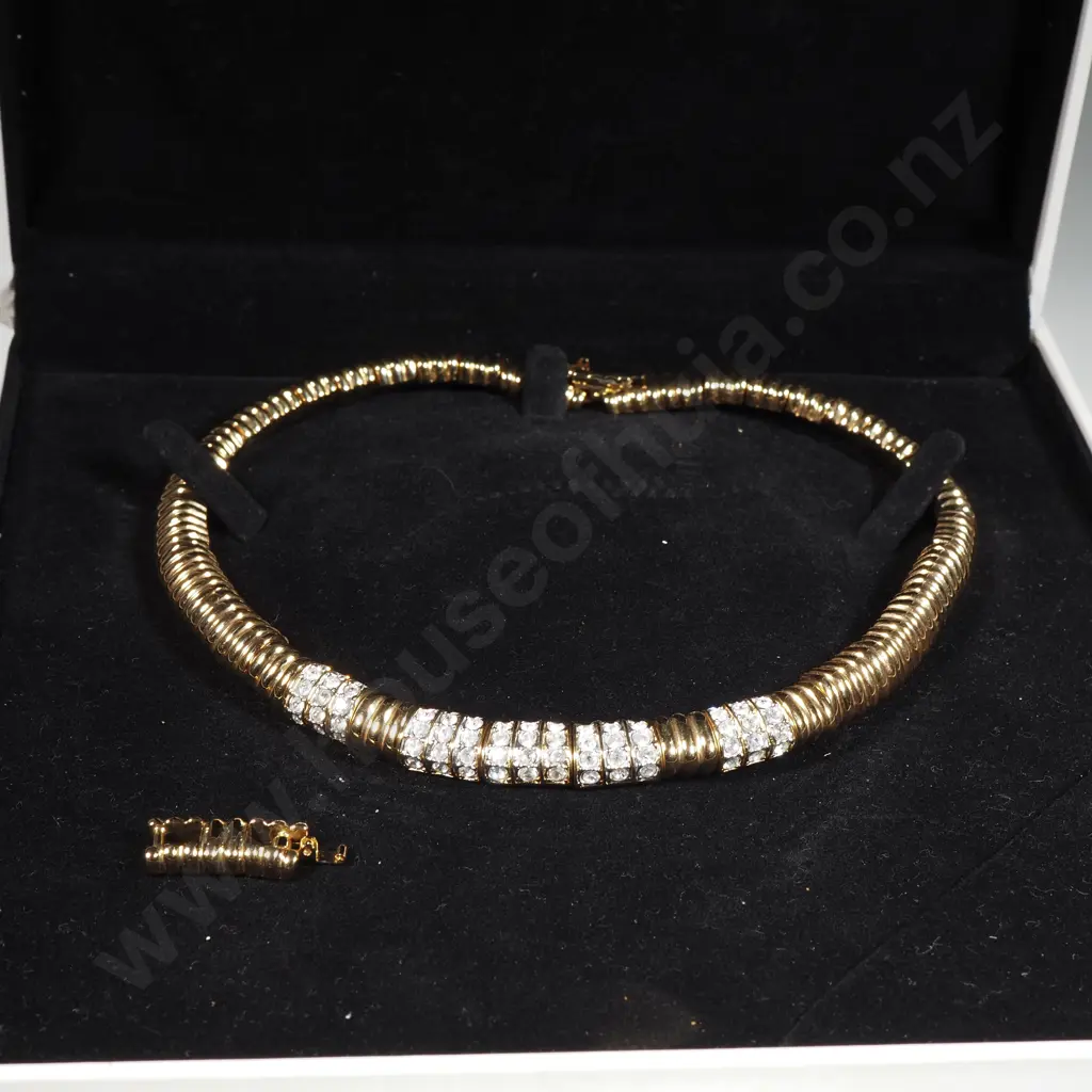 Swarovski Gold Tone & Crystal Necklace In Original Box Image 1++